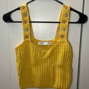 Zara cotton crop top | yellow